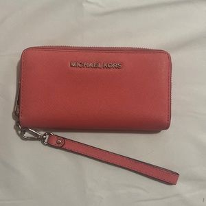 Michael Kors Wallet Clutch Coral Reef Leather